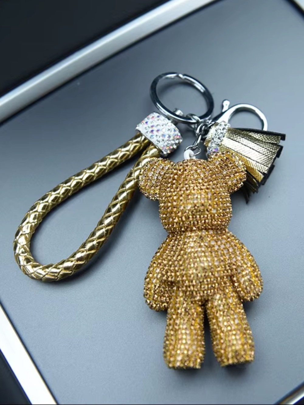 Rhinestone Bear Keychain Charm - Picture 3 of 7